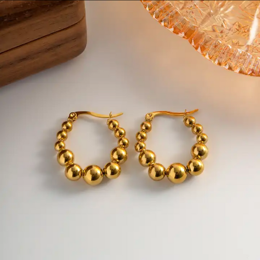 Tal Gold Bead Hoop Earrings