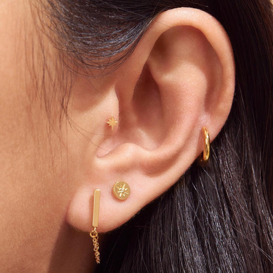 Sadie Gold Chain & Bar Stud Earrings