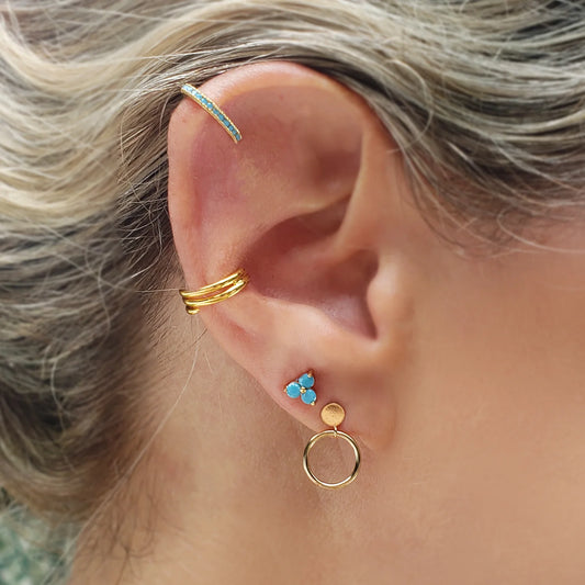 Tahni Turquoise Stud Gold Earrings