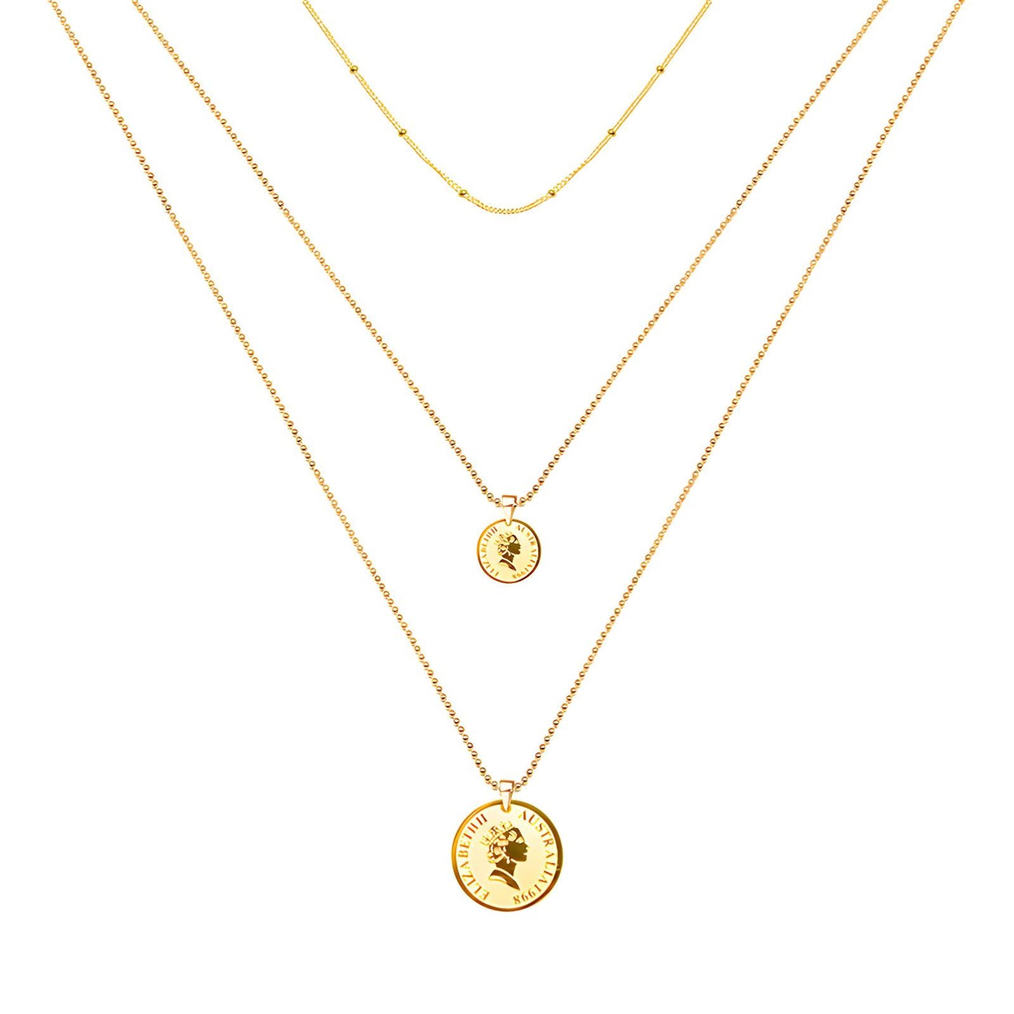 Coin 3 Tier Gold Necklace