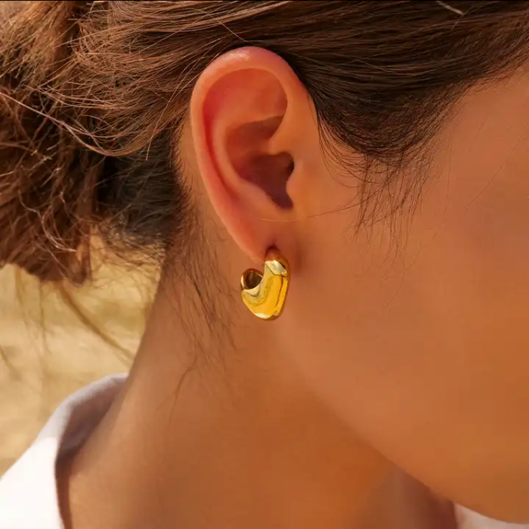 Fi Sqaured Off Gold Hoops