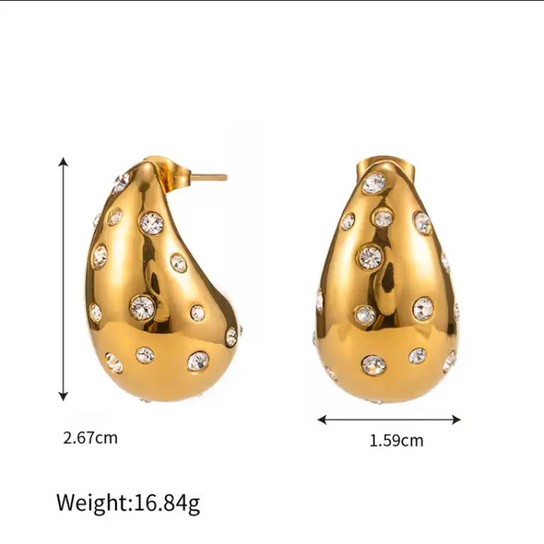 Josie Gold & Cubic Zirconia Chunky Drop Earrings