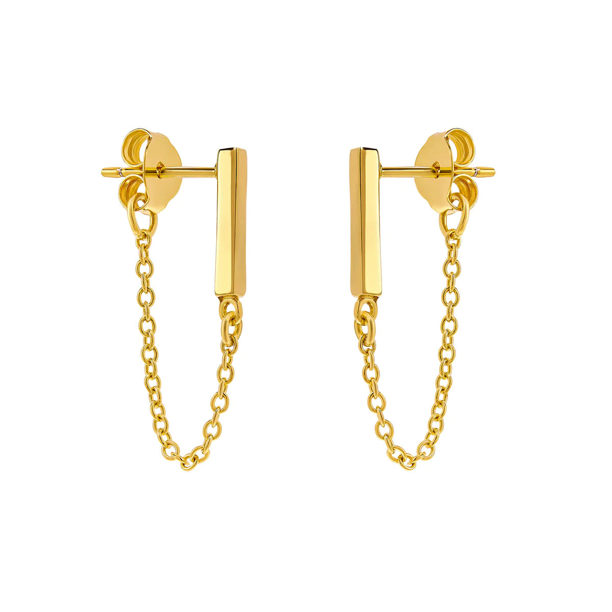 Sadie Gold Chain & Bar Stud Earrings