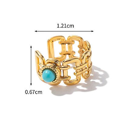 Luna Cuff No Piercing Turquoise Stone & Gold