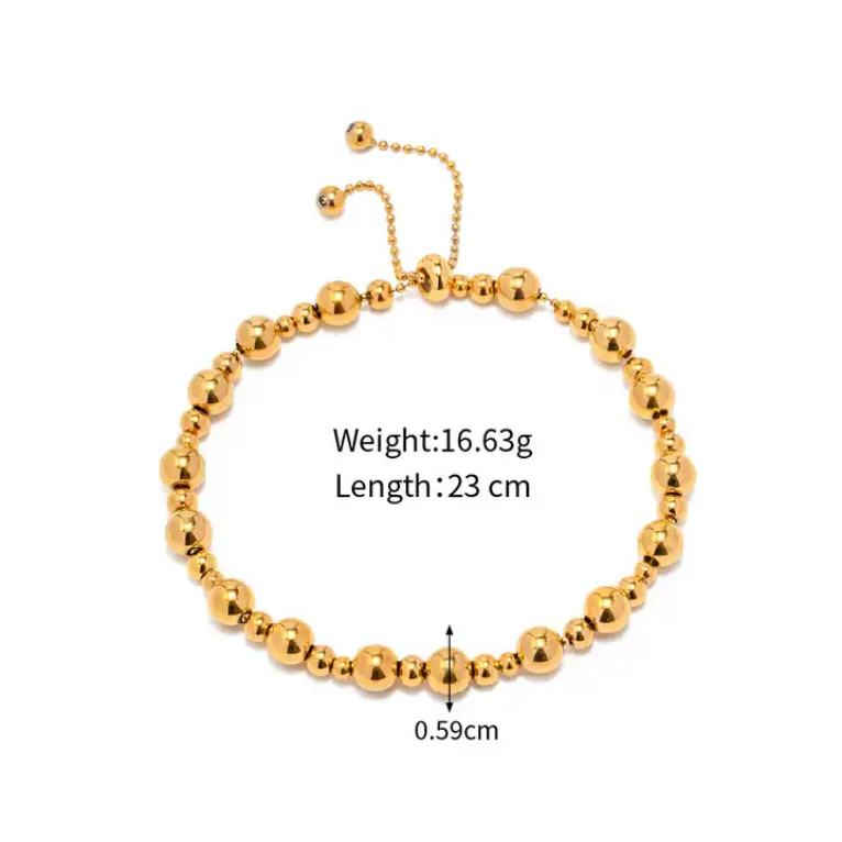 Addi Adjustable Round Bead Chain Bracelet