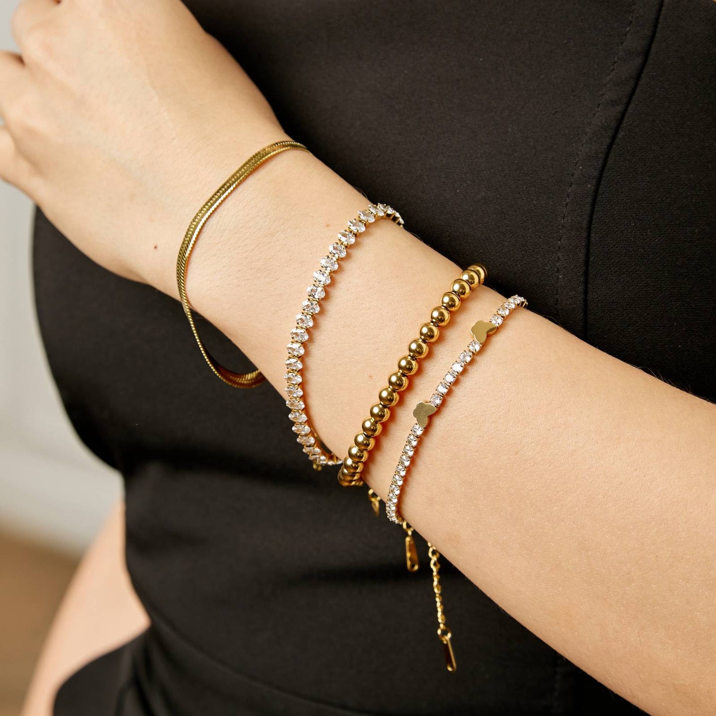 Olivia Bead & Chain Gold Bracelet