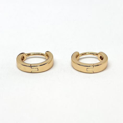 Essential Gold Hoop Huggies Square Profile 12mm