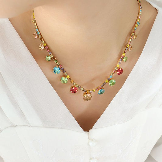 Aria Jewel Necklace Gold & Cubic Zirconia