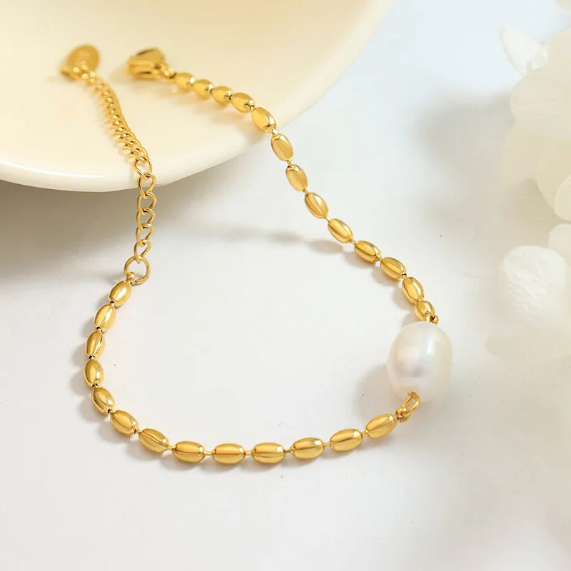 Izzy Pearl & Gold Seed Bracelet