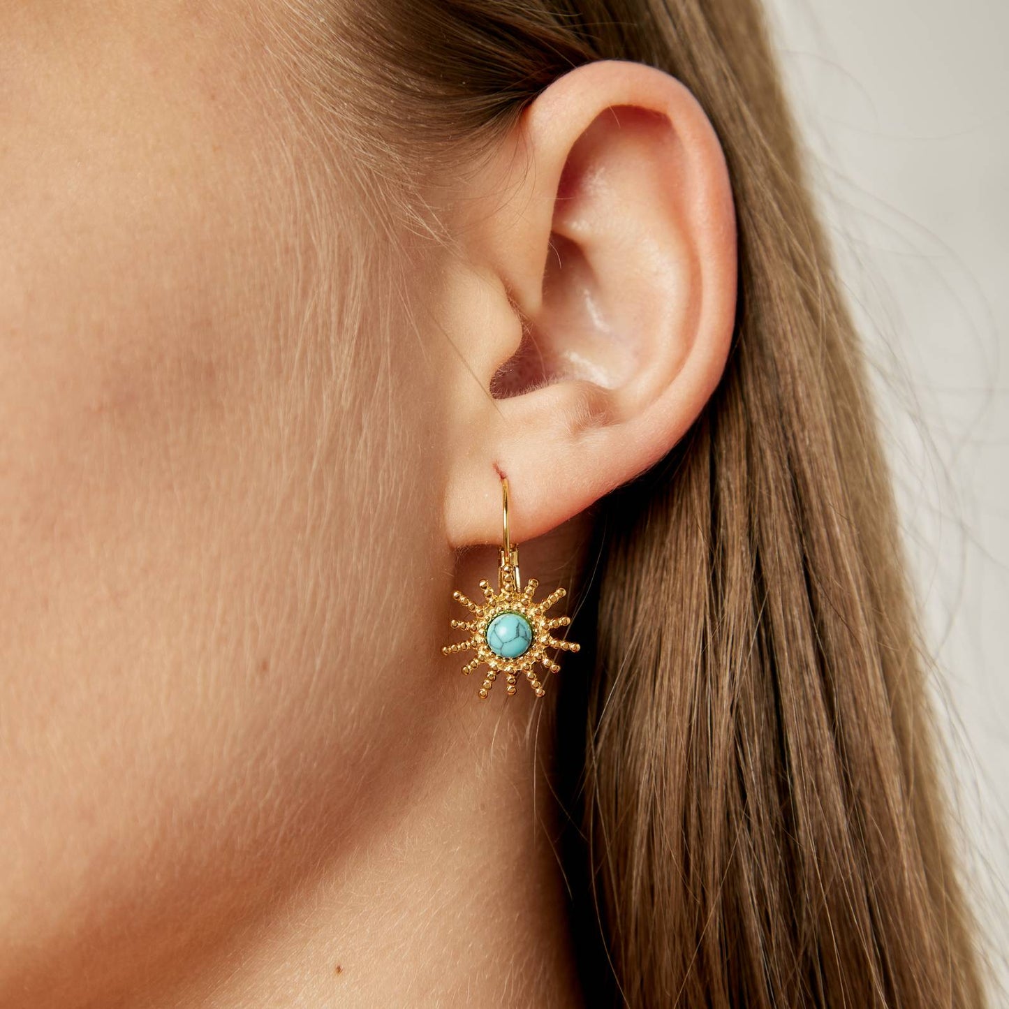 Sammi Turquoise & Gold Sun Earrings