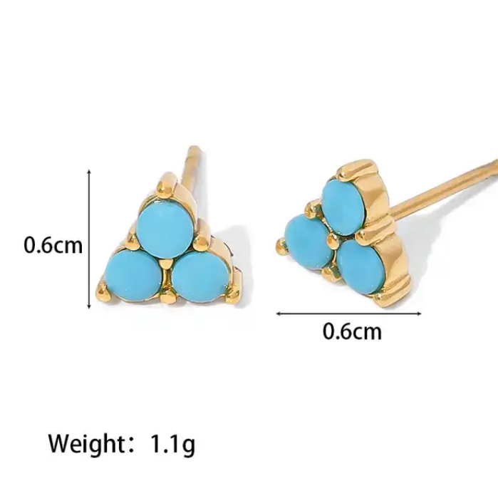 Tahni Turquoise Stud Gold Earrings