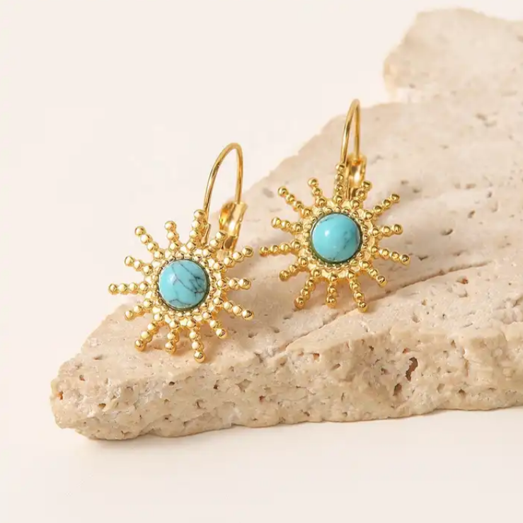 Sammi Turquoise & Gold Sun Earrings