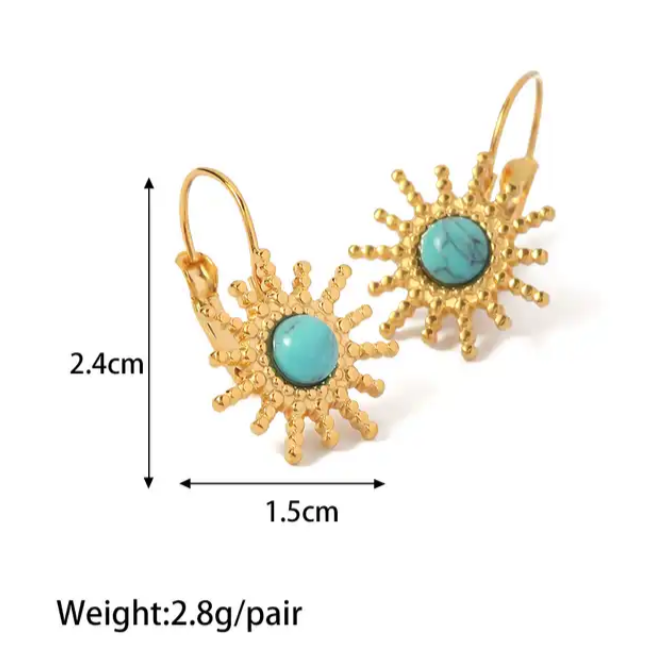 Sammi Turquoise & Gold Sun Earrings