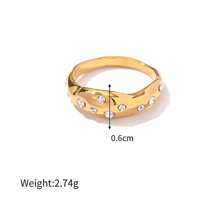 Gia Wave Gold & Cubic Zirconia Ring Sizes 7 & 8