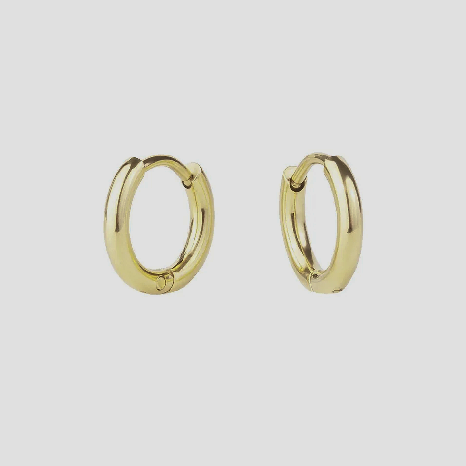 Essential Gold Hoop Huggies Round Profile 10mm