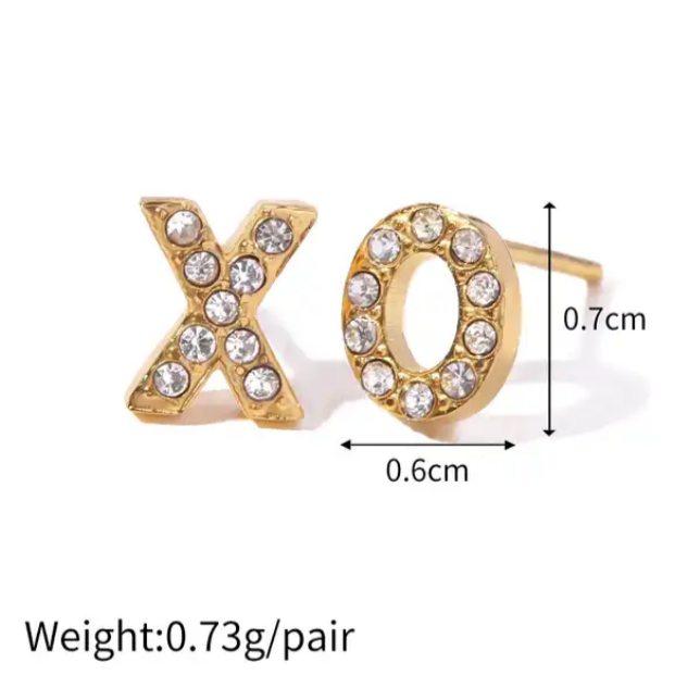 Love XO Zirconia & Gold Dainty Studs