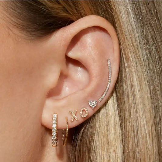 Love XO Zirconia & Gold Dainty Studs