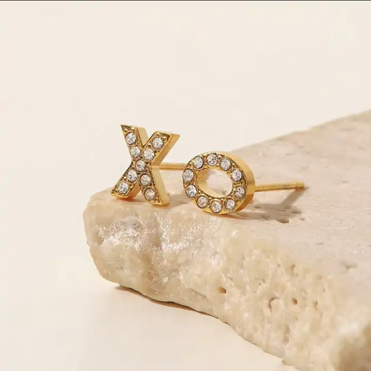 Love XO Zirconia & Gold Dainty Studs