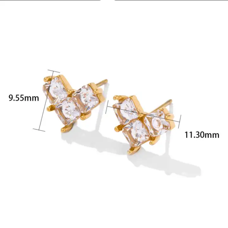 Amelia Heart Shape Stud Earrings Gold & Cubic Zirconia